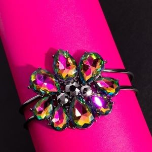 Oil spill & Hematite Hinge Bracelet